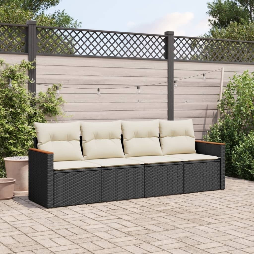 Maison Exclusive - 4-tlg. Garten-Sofagarnitur mit Kissen Schwarz Poly Rattan