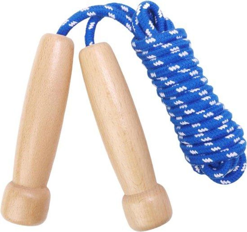 Fitnessmat mit Naturholz-Handgriff - Baumwoll-Springmat - Verstellbare Länge - Antislip - für Kinder und Erwachsene - Fitness 300 - Ideal für Fi...