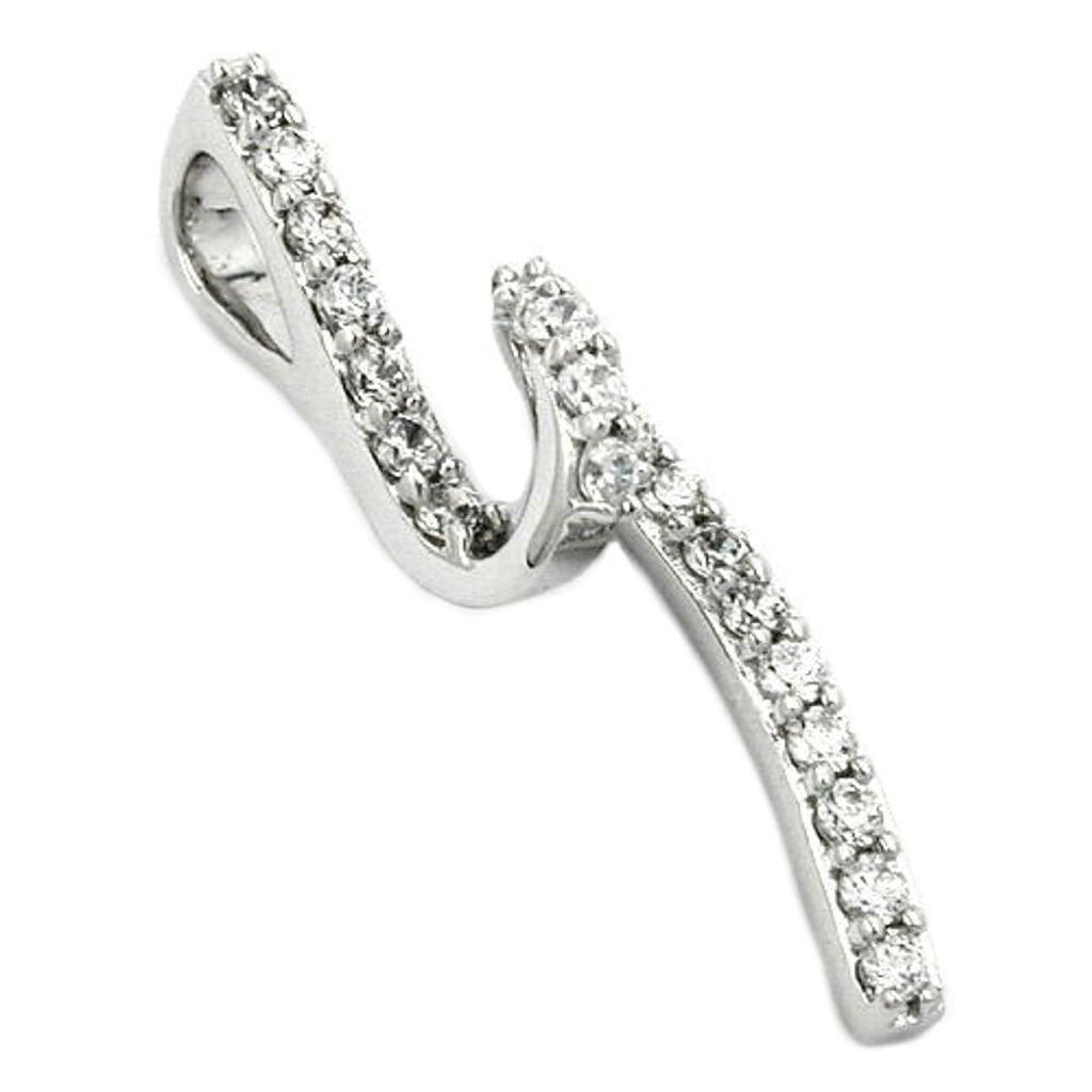Anhänger 32x9mm mit Zirkonias glänzend rhodiniert Silber 925 silber 32x9mm