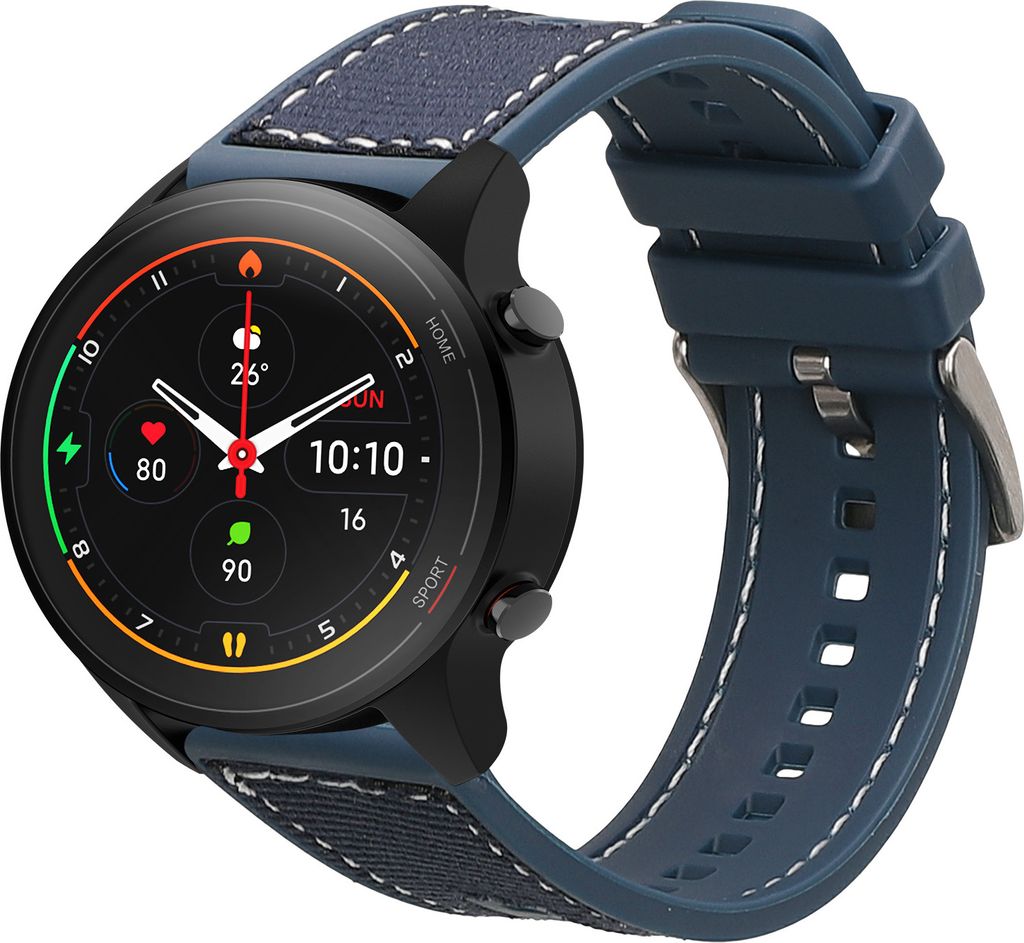 kwmobile Armband kompatibel mit Xiaomi Mi Watch Color Sport / S1 Active Band - Aus Nylon und Silikon - Fitnesstracker Sportarmband Dunkelblau -