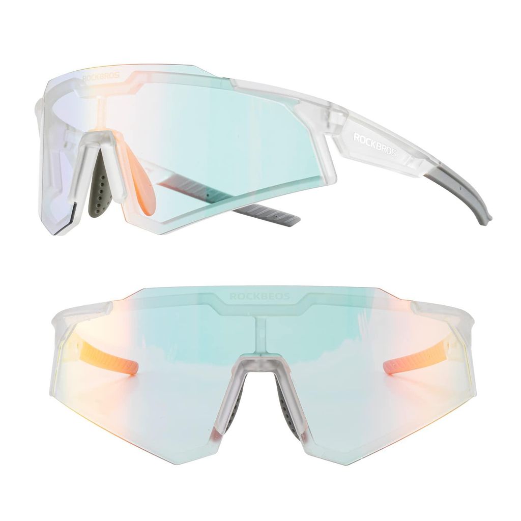 ROCKBROS Fahrradbrille Photochrome UV400 Outdoor Radsport für Damen und Herren transparent hellgrau