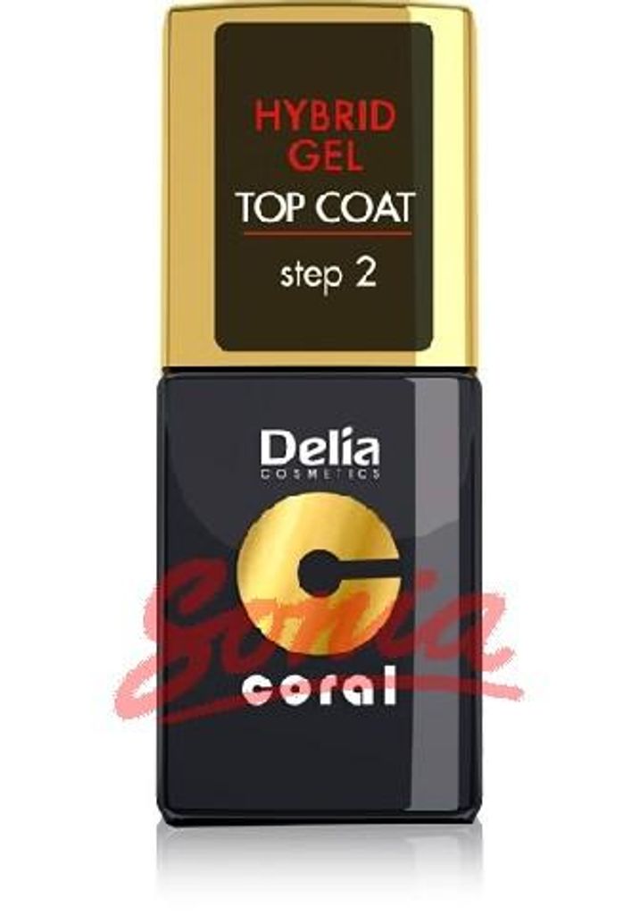 Delia Cosmetics Coral Hybrid Gel Nail Polish Top Coat 11ml