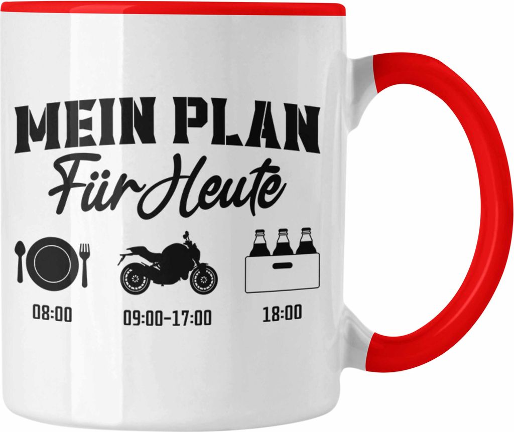 Trendation - Motorradfahrer Geschenk für Männer Motorrad Tasse Sprüche Kaffeetasse für Biker Herren (Rot)