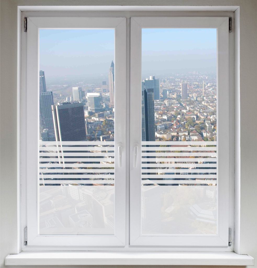 INDIGOS UG Fensterfolie Sonnenschutz Sichtschutzfolie Glasdekorfolie Stripes satiniert blickdicht - 400mm Breite x 500mm Höhe