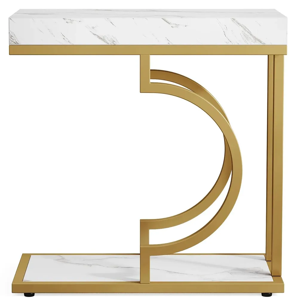 Table d'appoint peu encombrante - Solution gain de place blanche et dorée - 12