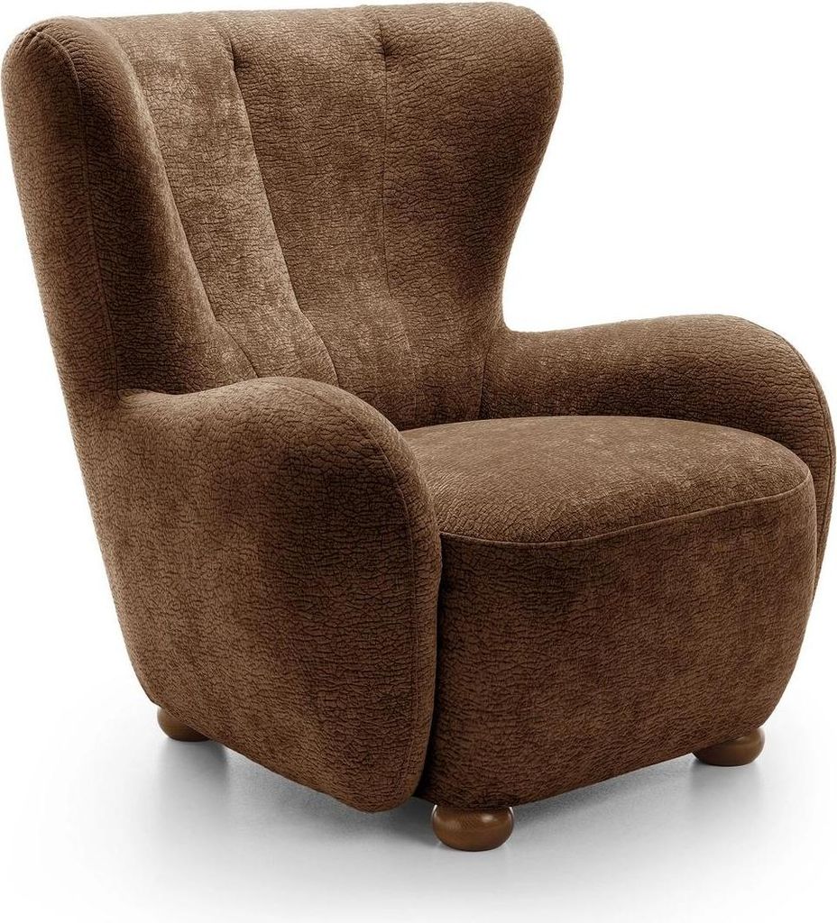 Ohrensessel FILO Dress Me 11 Braun Schokobraun Sessel Relaxsessel Fernsehsessel Holzfüße Natur