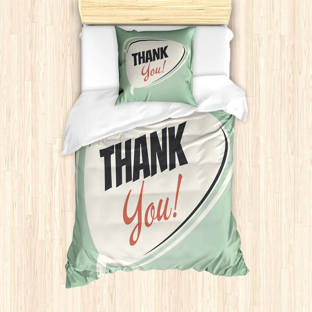 ABAKUHAUS Grazie Set copripiumino per letti singoli, fumetto in stile retrò, antiacaro, adatto a chi soffre di allergie, con federa, 135 cm x 200 cm - 80 x 80 cm, verde alloro Eggshell