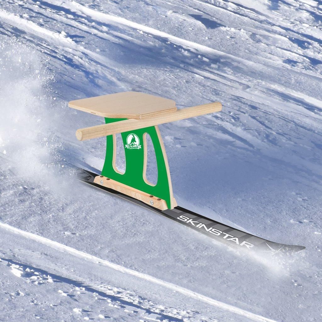 SkiBock RACE Skirodel Komplett-Set Schlitten Ski Schnee Rodel grün