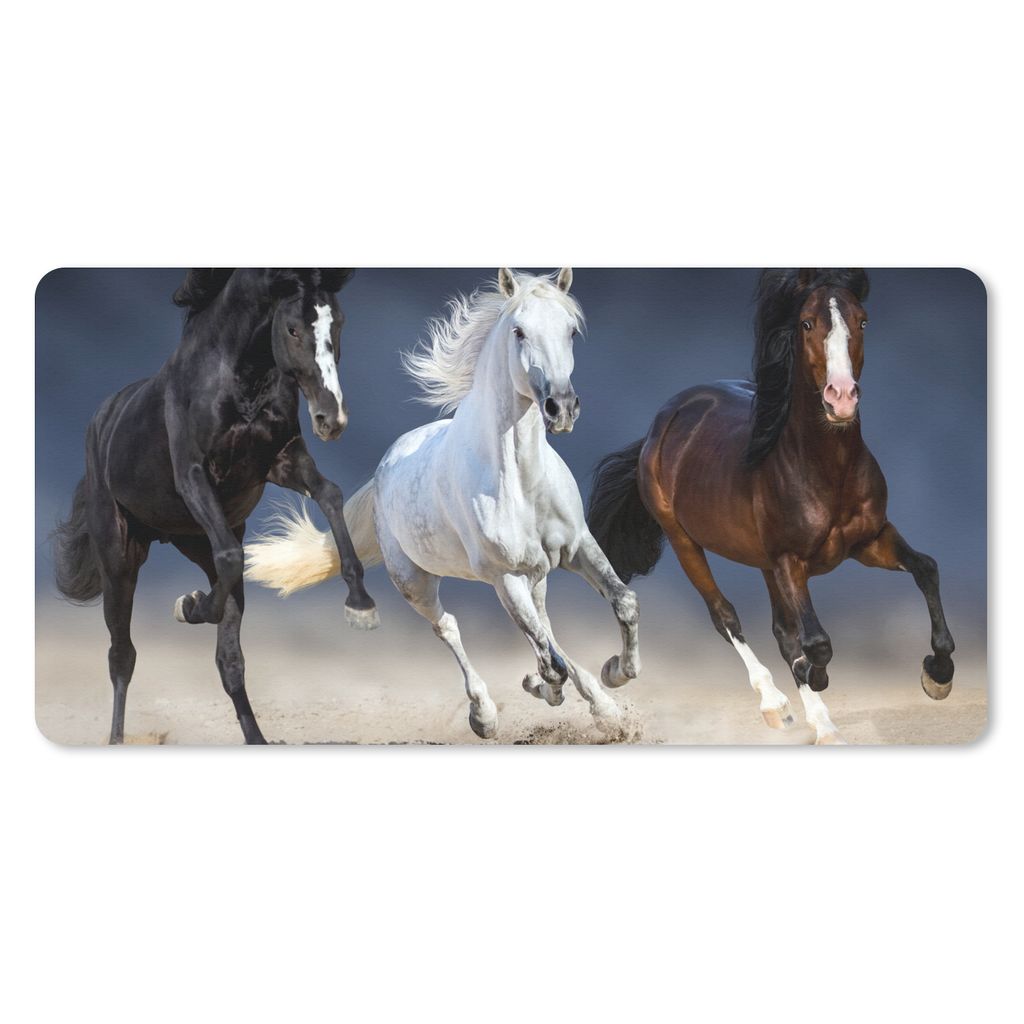 MuchoWow Schreibtischunterlage Pferde - Tiere - Sand 80x40 cm - XXL Mauspad - Gaming Mauspad