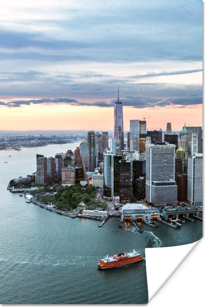 MuchoWow Poster Luftaufnahme von New York 80x120 cm - Papierdruck