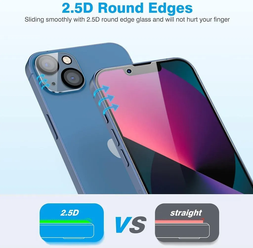 OMOTON 2+2 Pezzi iPhone 13: Vetro Schermo e Protezione Camera - 7