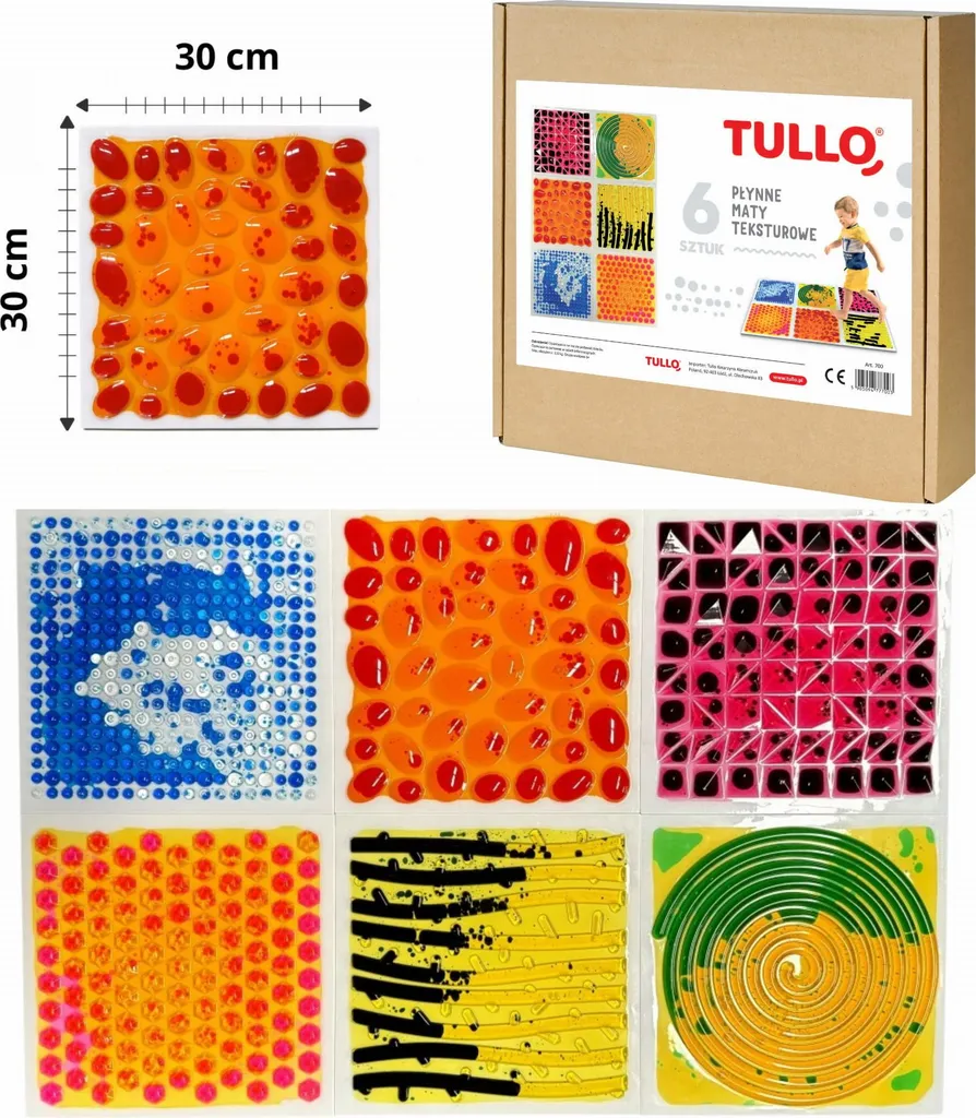 Pack 6 Tuiles Liquides Sensorielles 30 cm : Éveil Tactile et Équilibre