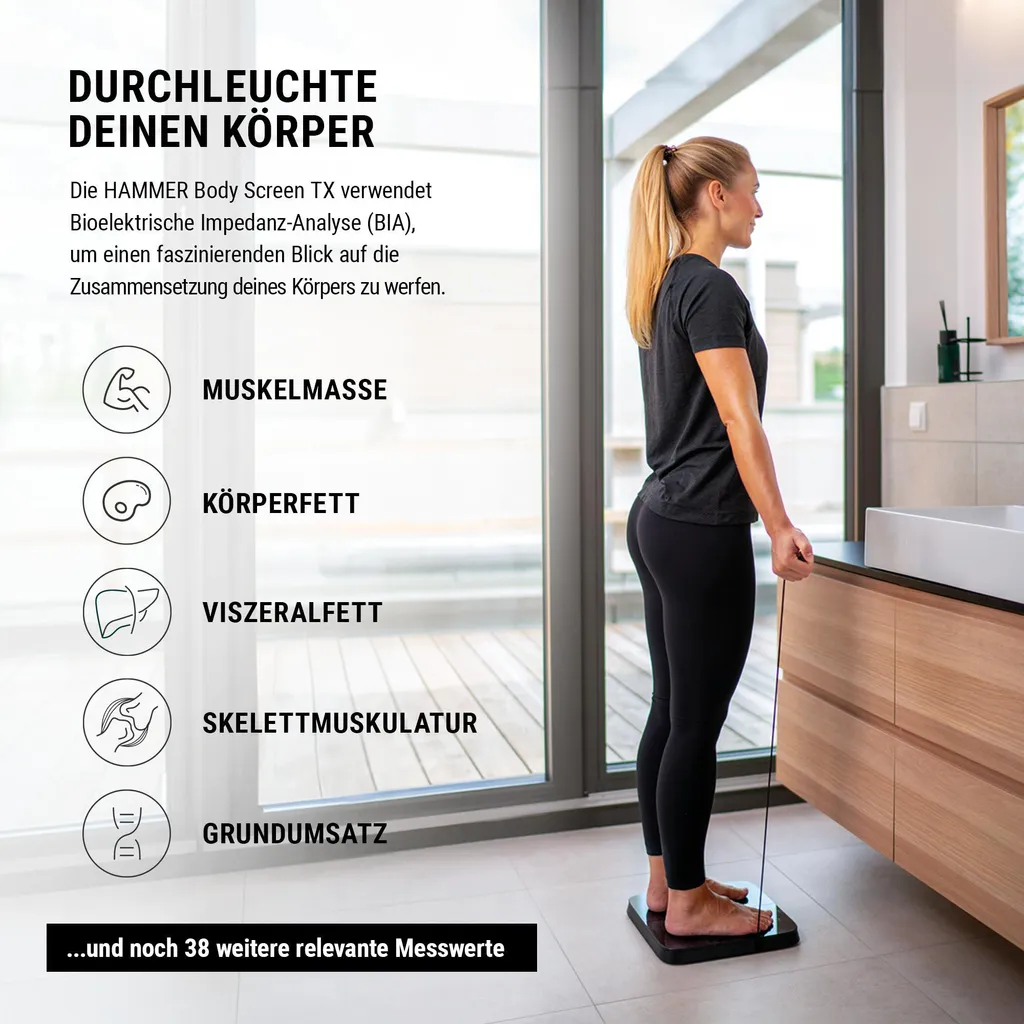 Balance HAMMER Body Screen TX 8 capteurs : analyse segmentée par Bluetooth - 20