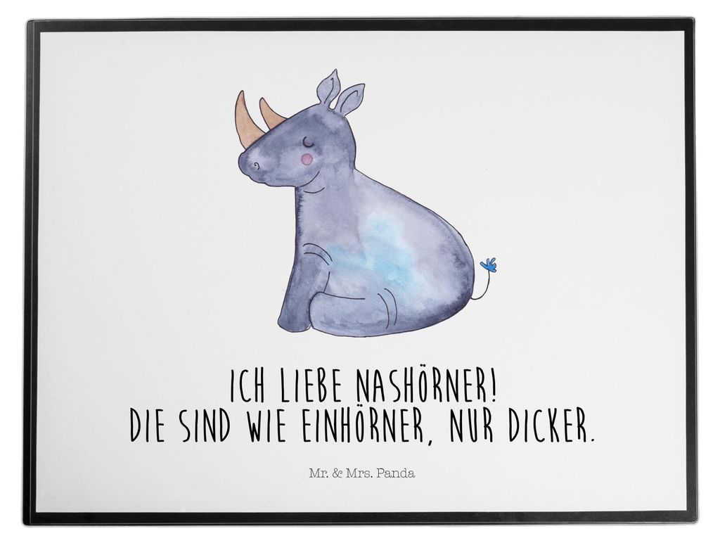 Mr. & Mrs. Panda tischpad Einhorn Nashorn - Weiß - Geschenk, schreibtischunterlagen, tischauflage, Unicorn, tischschutzmatte, Unterlage Schreibtis...