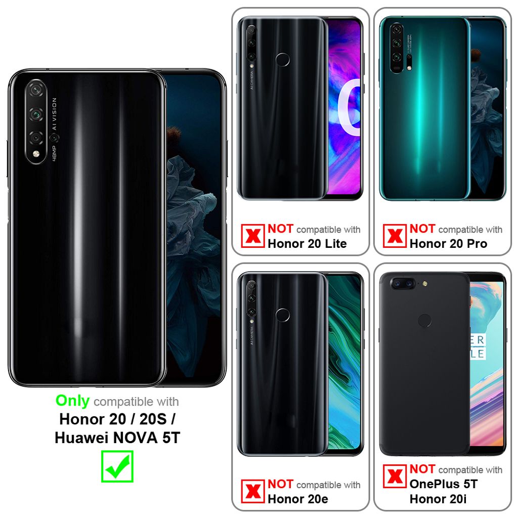 Cadorabo Custodia compatibile con Huawei NOVA 5T / Honor 20 / 20s in NERO DI NOTTE - Protezione in Stile Flip con Chiusura Magnetica - Case Cover Wallet Book Etui