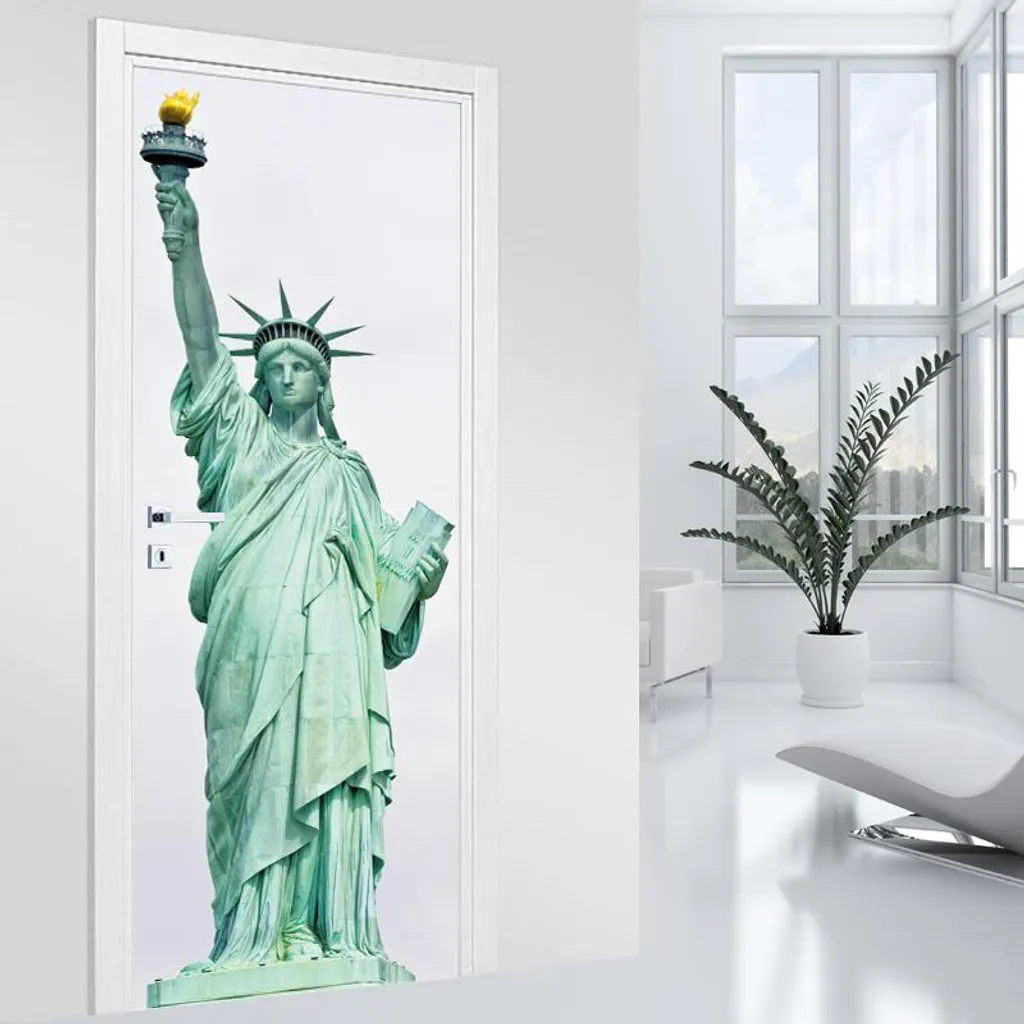 Décoration porte Statue de la Liberté sticker adhésif mat 63x205 cm