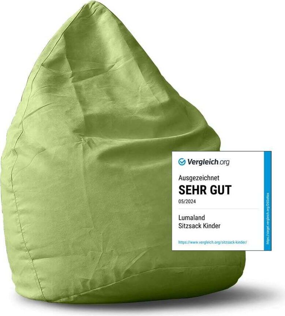 Lumaland Luxury XL PLUS Sitzsack stylischer Beanbag - 220L Füllung mit extra starken Nähten - Grün