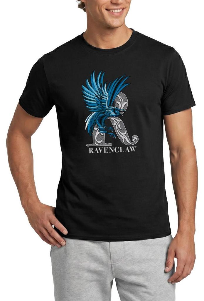 Spreadshirt Harry Potter Ravenclaw Silver Monochrom Männer T-Shirt, M, Schwarz