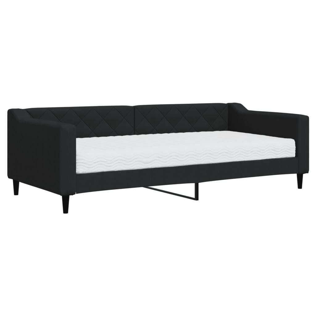 vidaXL Tagesbett mit Matratze Schwarz 90x200 cm Stoff