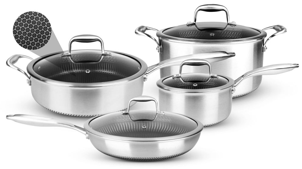 Set di pentole in acciaio inossidabile NutriChef, 8 pezzi – Immagine del prodotto 