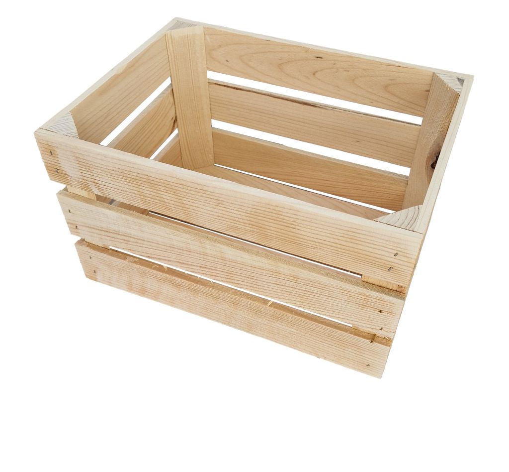 An empty wooden crate on a white background.