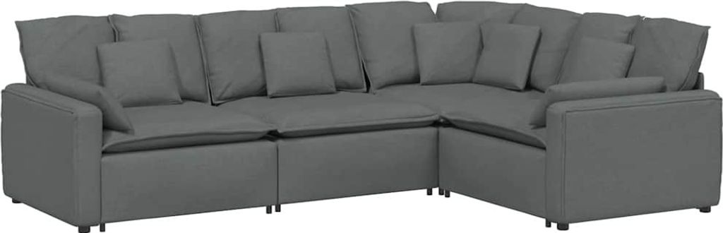 vidaXL Modulares Sofa mit Kissen Stoff Dunkelgrau