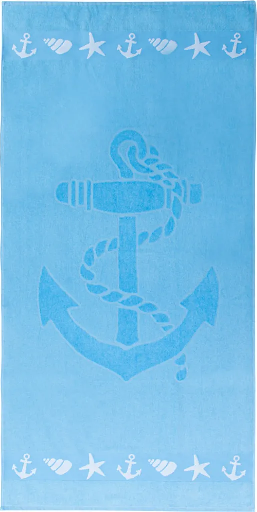 Telo Spiaggia Nautico 70x140cm Azzurro - 100% Cotone Premium Kotva