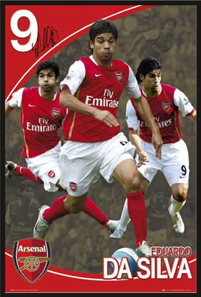 Affiche Arsenal Eduardo da Silva avec cadre Maxi Shinsuke® 61x91,5 cm