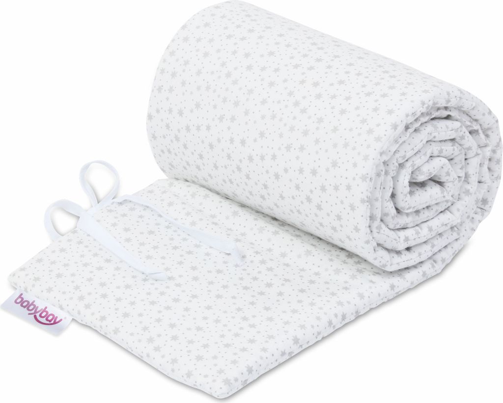 babybay Nestchen Organic Baumwolle passend für Modell Boxspring XXL, weiß Glitzersterne silber