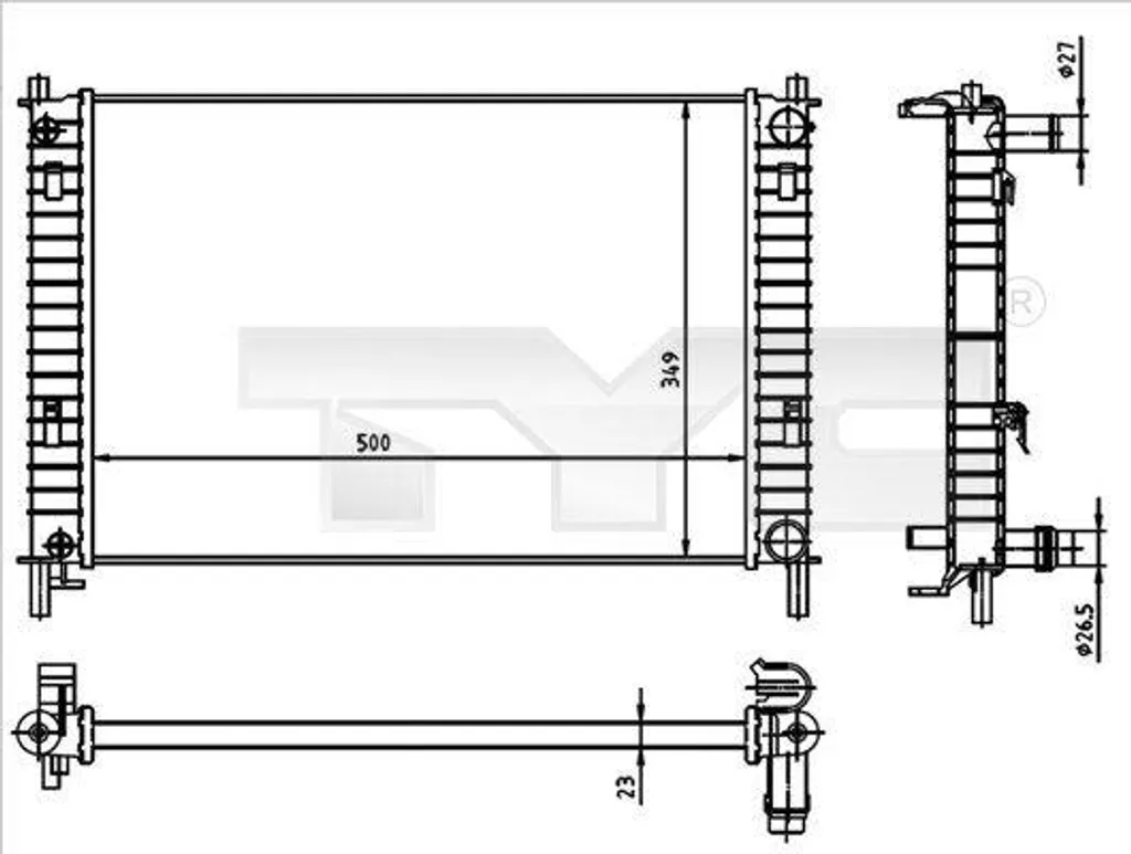 Radiateur moteur TYC 710-0030 OE 1206550 pour Fiesta et Fusion