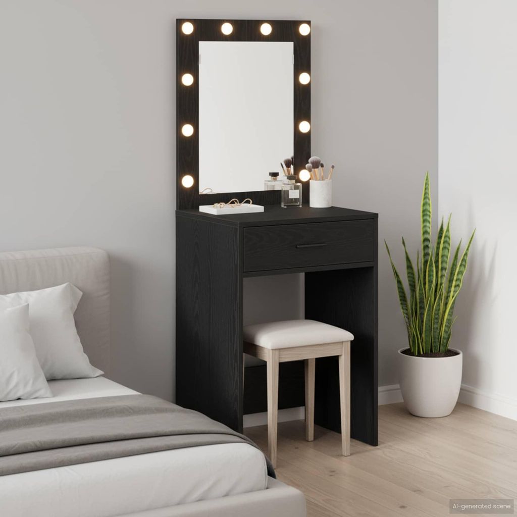 "2026 Promotion" Schminktisch mit Speicher Schwarz Eichen-Optik 50x41x135 cm - Schminktische CC32436