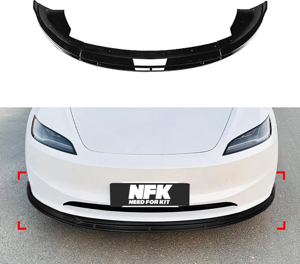 Spoiler Avant Lèvre Inférieure pour Tesla Model 3 Finition Noir Laqué 2024