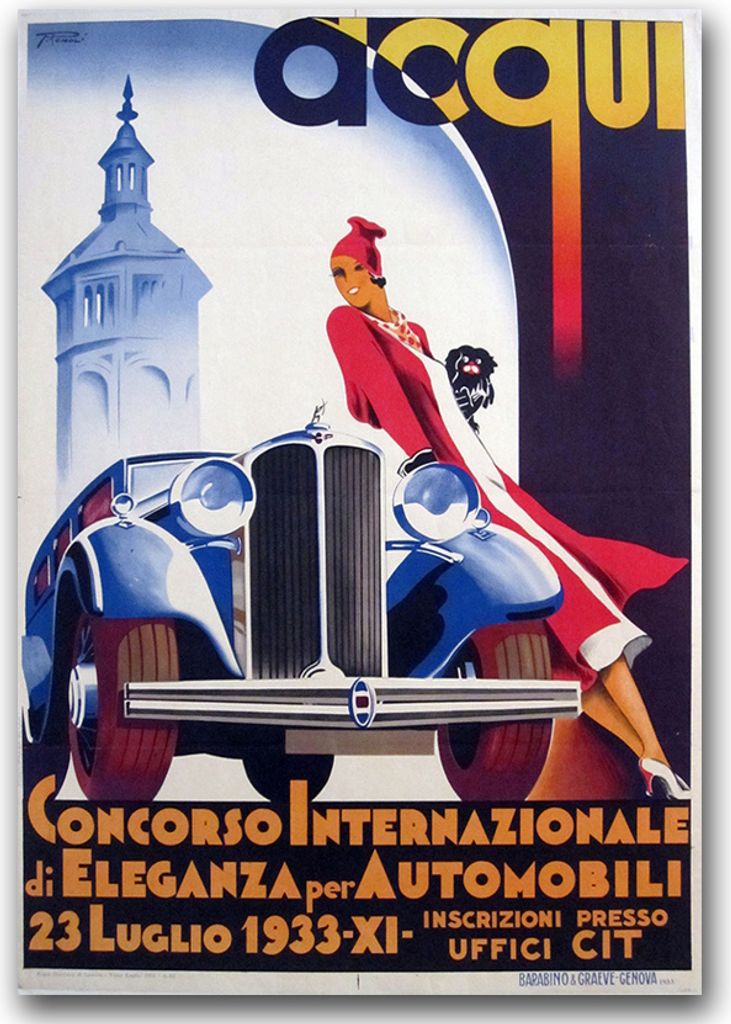 Poster - Canvas - Leinwand - 59,4 cm x 84,1 cm - Fotoposter - Leinwandkunst - Acqui Concorso Internazionale di Eleganza für Automobili