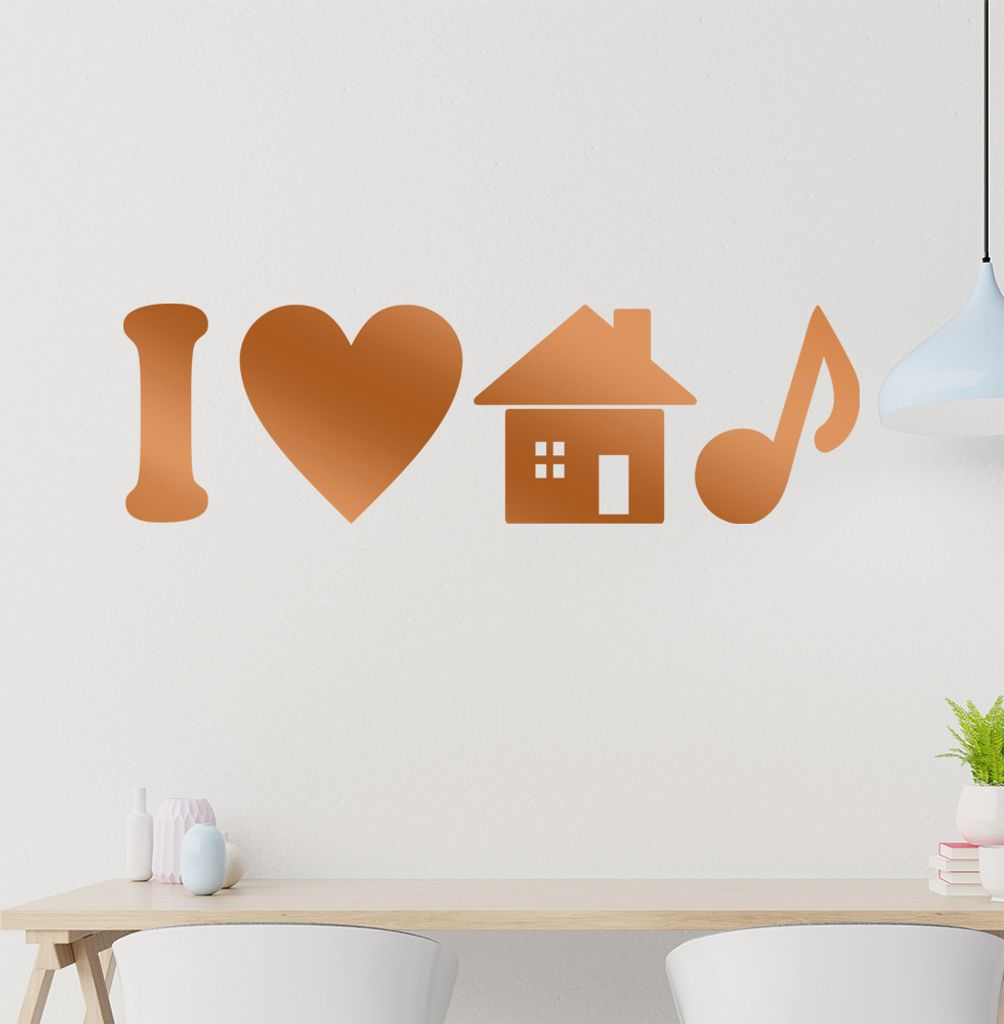 I love housemusic Note Wandtattoo in 6 Größen - Wandaufkleber Wall Sticker - Dekoration, Küche, Wohnzimmer, Schlafzimmer, Badezimmer