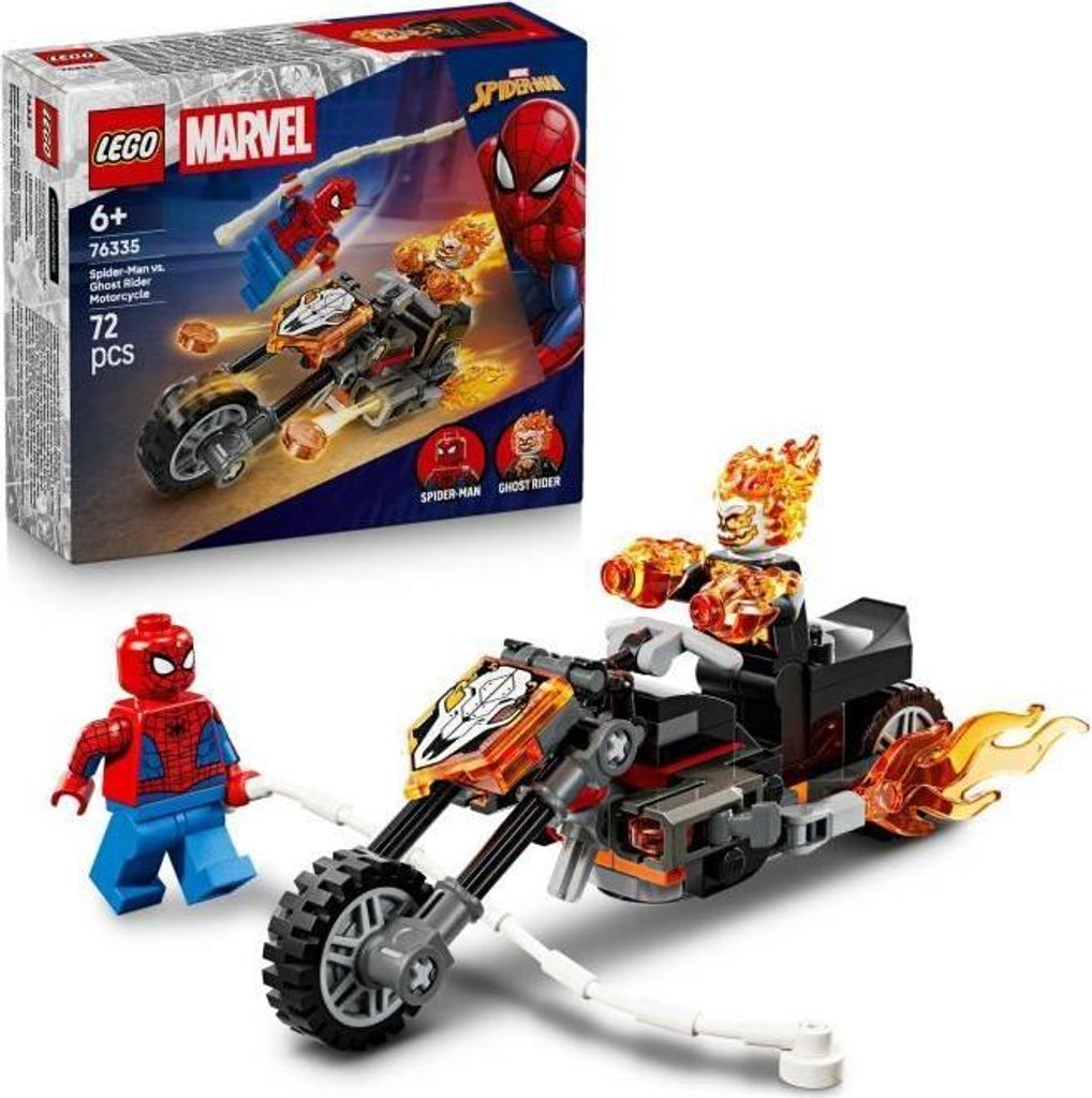 LEGO Marvel Spider-Man und sein Motorrad gegen Ghost Rider, Bauspielzeug für Jungen und Mädchen ab 6 Jahren, Konstruktionsspielzeug
