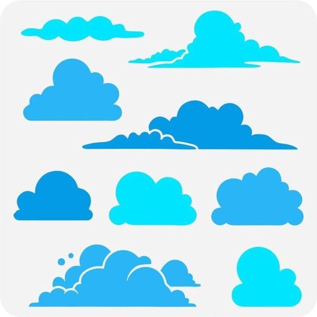 Kunstmalerei-Stempel 30x30cm Wiederverwendbar 9 Stile Wolkenmuster Zeichnen-Template DIY Kunst - Wolken-Thema Cartoon Wolken Dekorationsstempel fü...