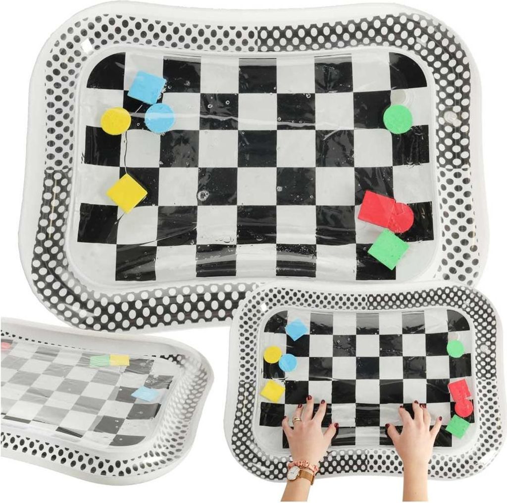 Tapis gonflable à eau échiquier contrasté noir et blanc Image du produit 