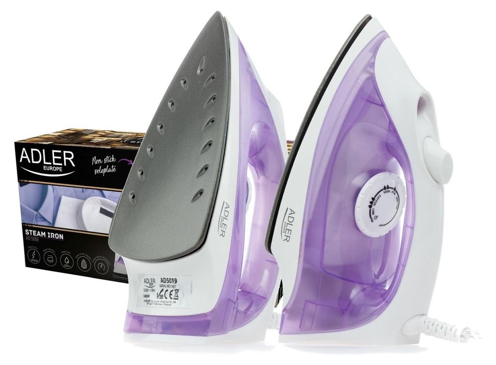Adler AD 5019 Ferro da stiro a vapore 1600 W Viola, Bianco Immagine del prodotto 