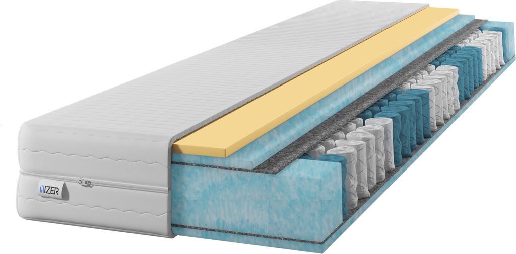 Matratze 23cm Gold Visco Memory Federkernmatratze Doppelseitig H3 H2 7 Zonen IZER Matratze 70x200 | Visco Memory | Zweiseitig H3 | 7 Zonen | Tasche...