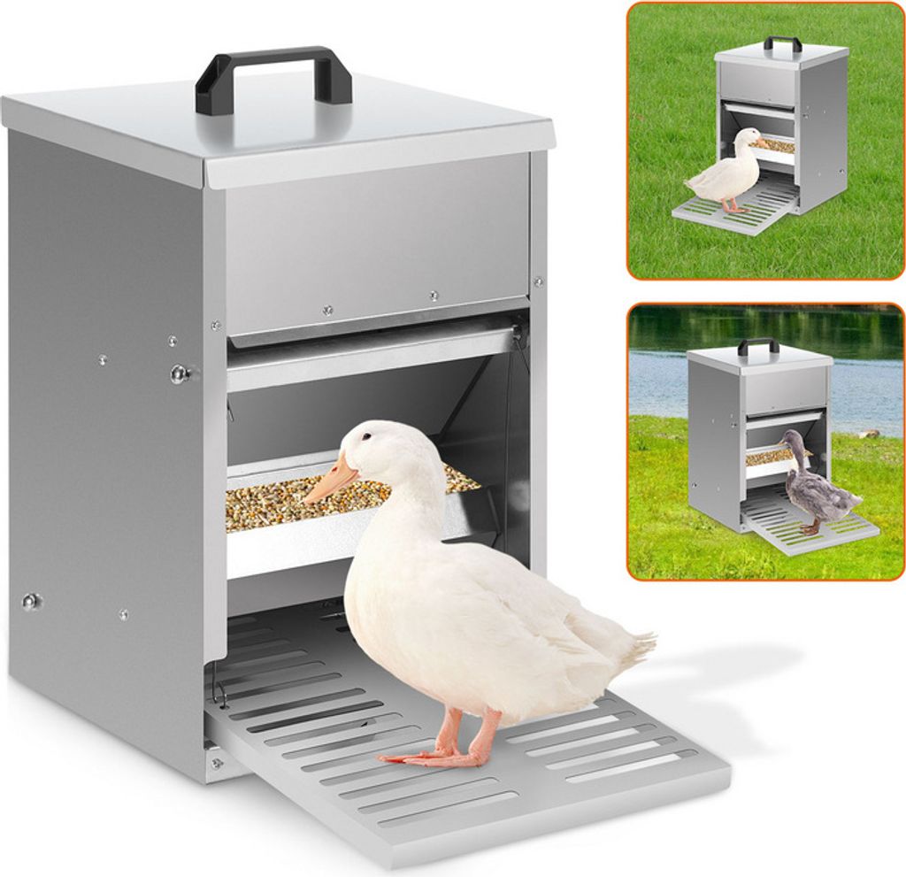 Hengda Futterautomat 5 kg verzinkt Futterspender mit Deckel Produktbild 