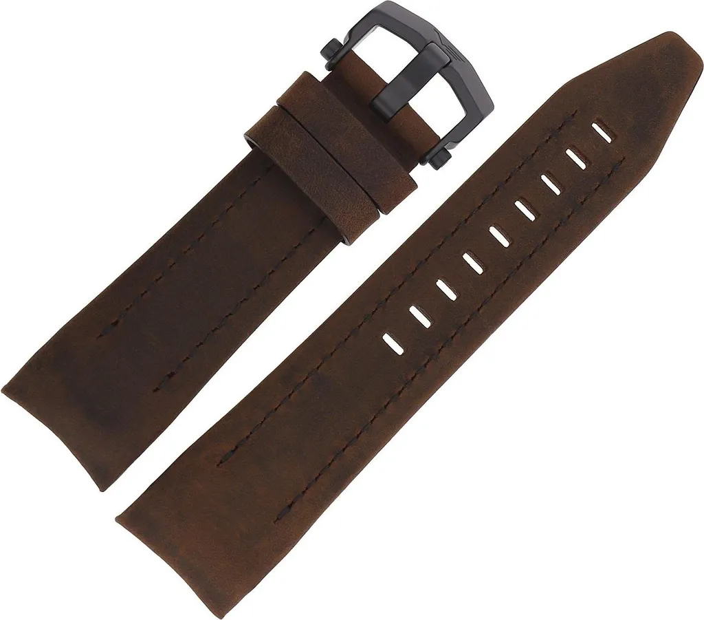 Bracelet de Montre Lunokhod C629 Marron, Cuir Souple et Boucle Noire