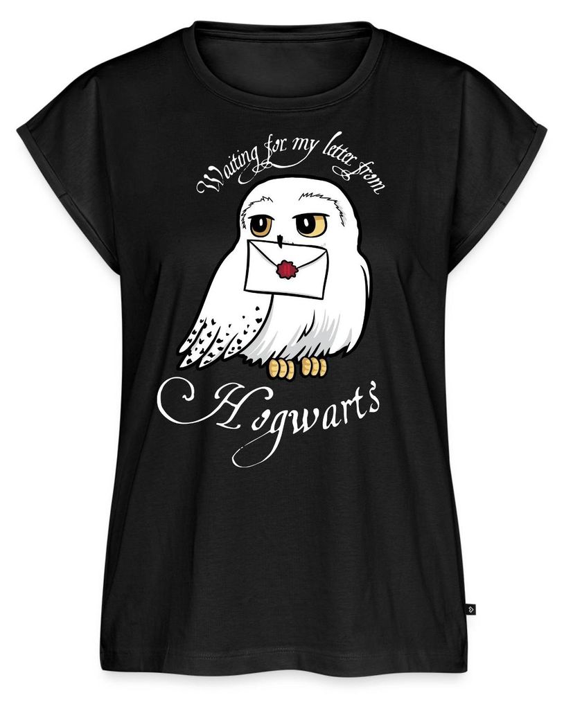 Spreadshirt Harry Potter Hedwig Brief Frauen Casual T-Shirt, XS, Schwarz