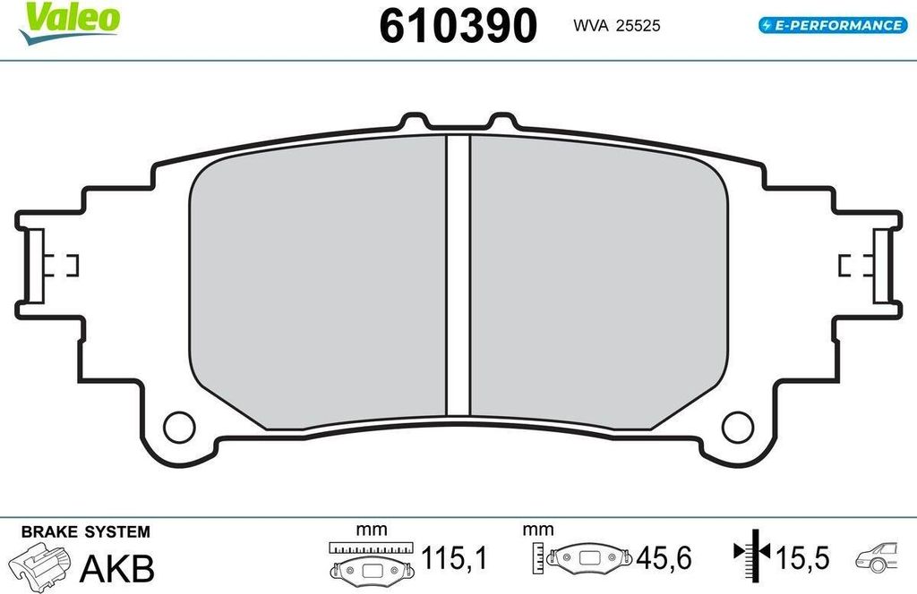 VALEO Bremsbeläge Satz Hinten für TOYOTA PRIUS PLUS (ZVW4) 610390