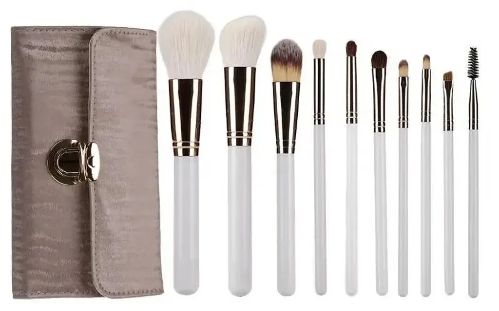 Kit 10 pinceaux maquillage pour un fini sans trace avec trousse incluse