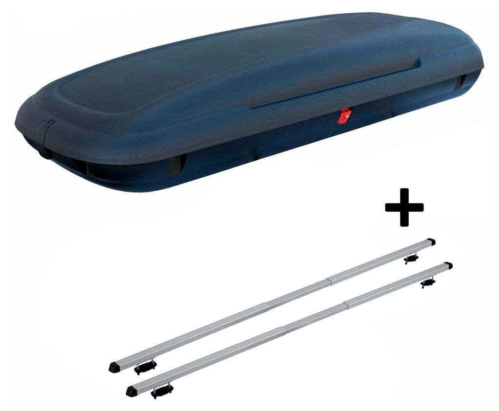 Dachbox 480Ltr Carbonlook + Dachträger Rapid kompatibel mit Renault Megane II Sportour (5-Türer) 02-10