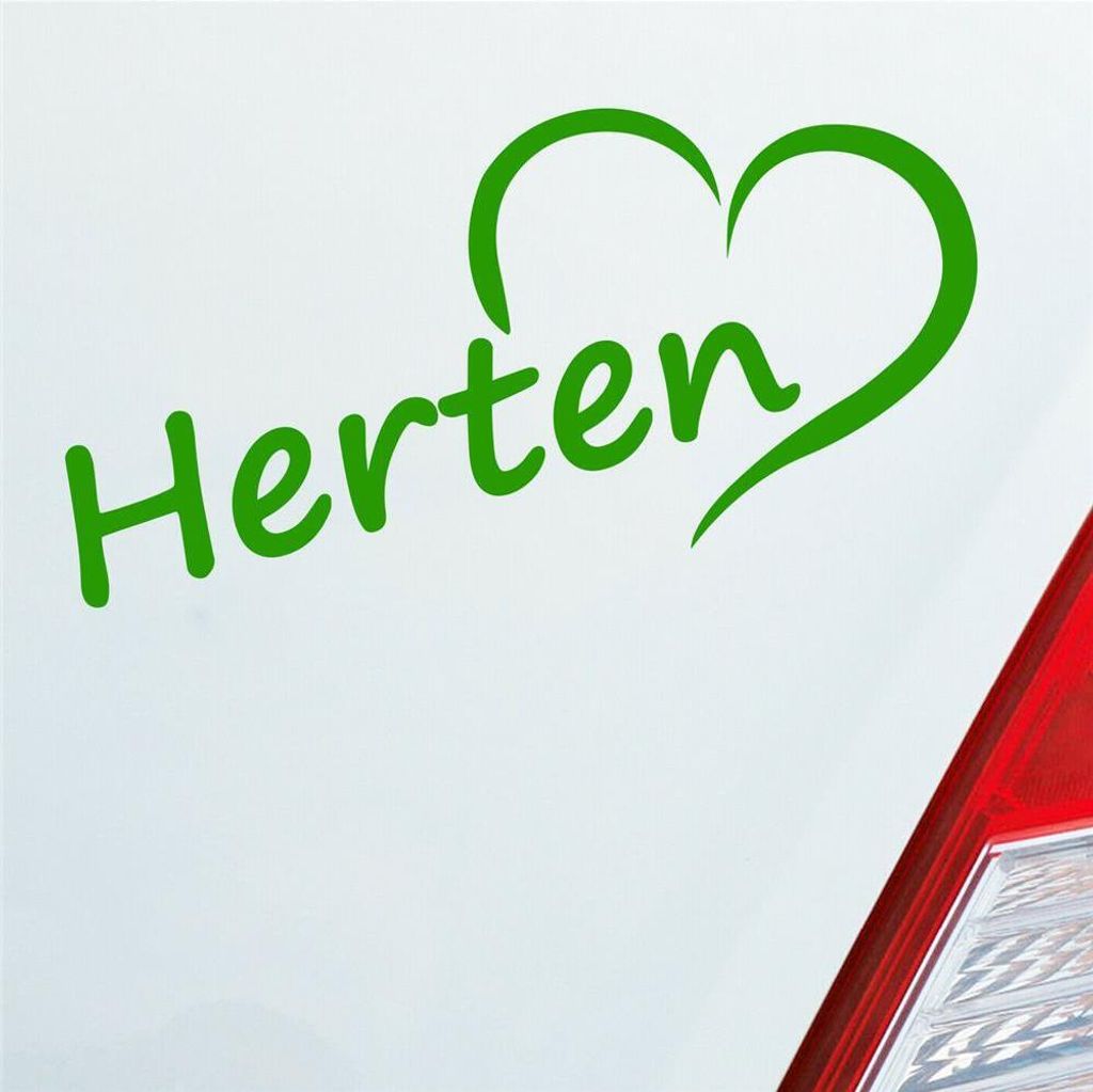 Auto Aufkleber Herten Herz Stadt City Liebe Love Heimat 17x8 cm Hellgrün Sticker Heckscheibenaufkleber