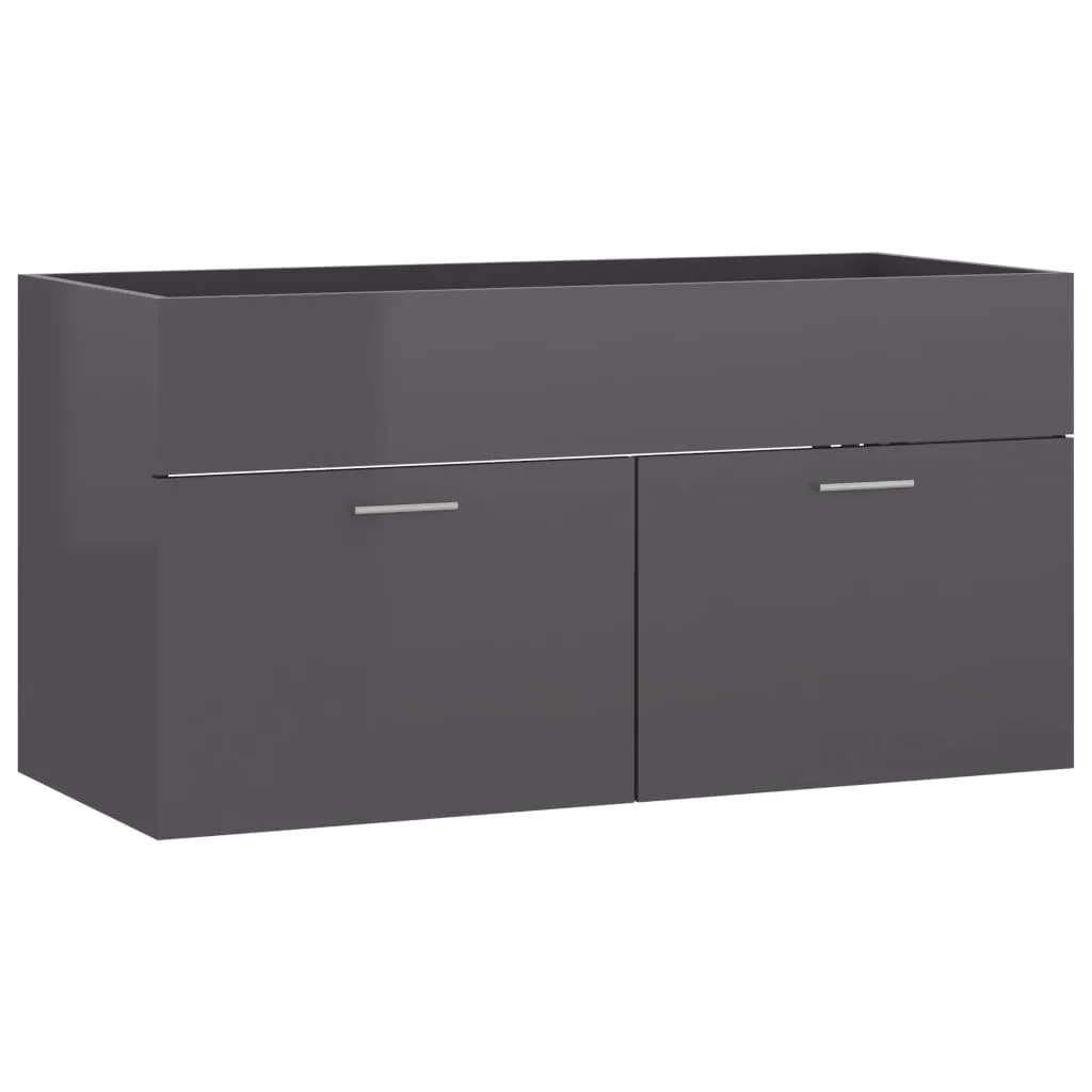 SYFAX™ Mobile Lavabo Grigio Lucido 90x38,5x46 cm in Legno Multistrato