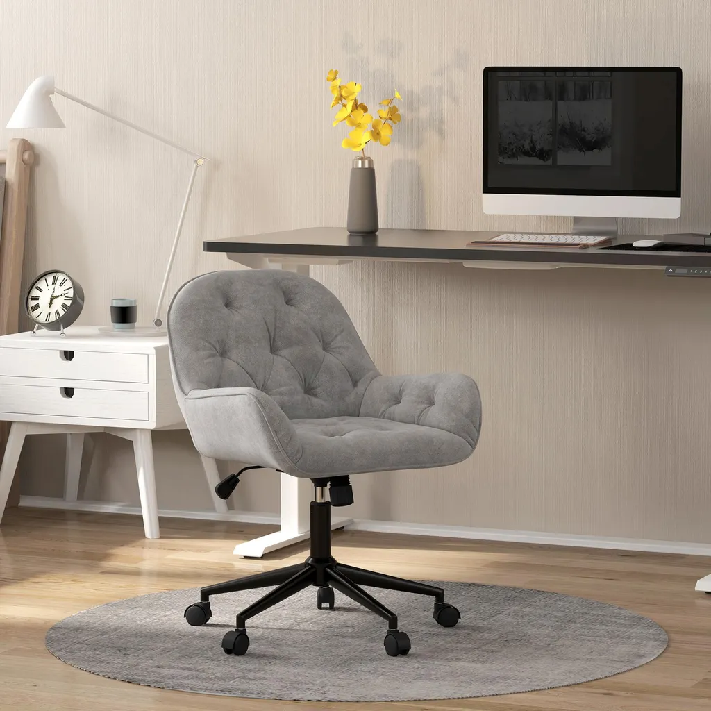 Fauteuil de bureau confortable anti-mal de dos velours gris réglable