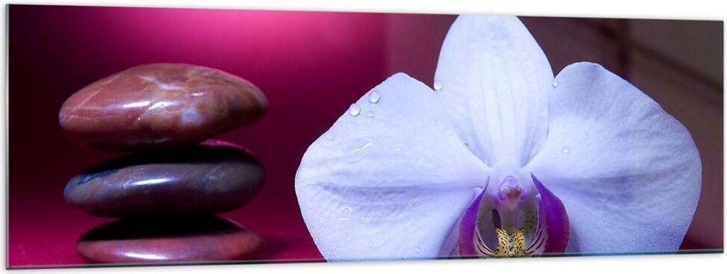 Bilder auf glas - Spa braune Steine weiße Orchidee - 160x50cm - Glasbilder - Wandbilder - Kunstdruck - zum Aufhängen bereit - Wanddekoration aus ...