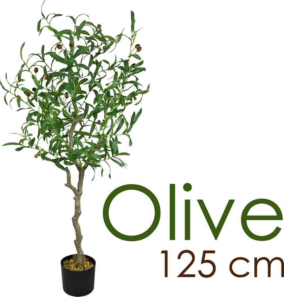 Decovego Künstlicher Olivenbaum, naturtreue Optik, Kunstpflanze, 125 cm, für Innenbereich, pflegeleicht & allergikerfreundlich